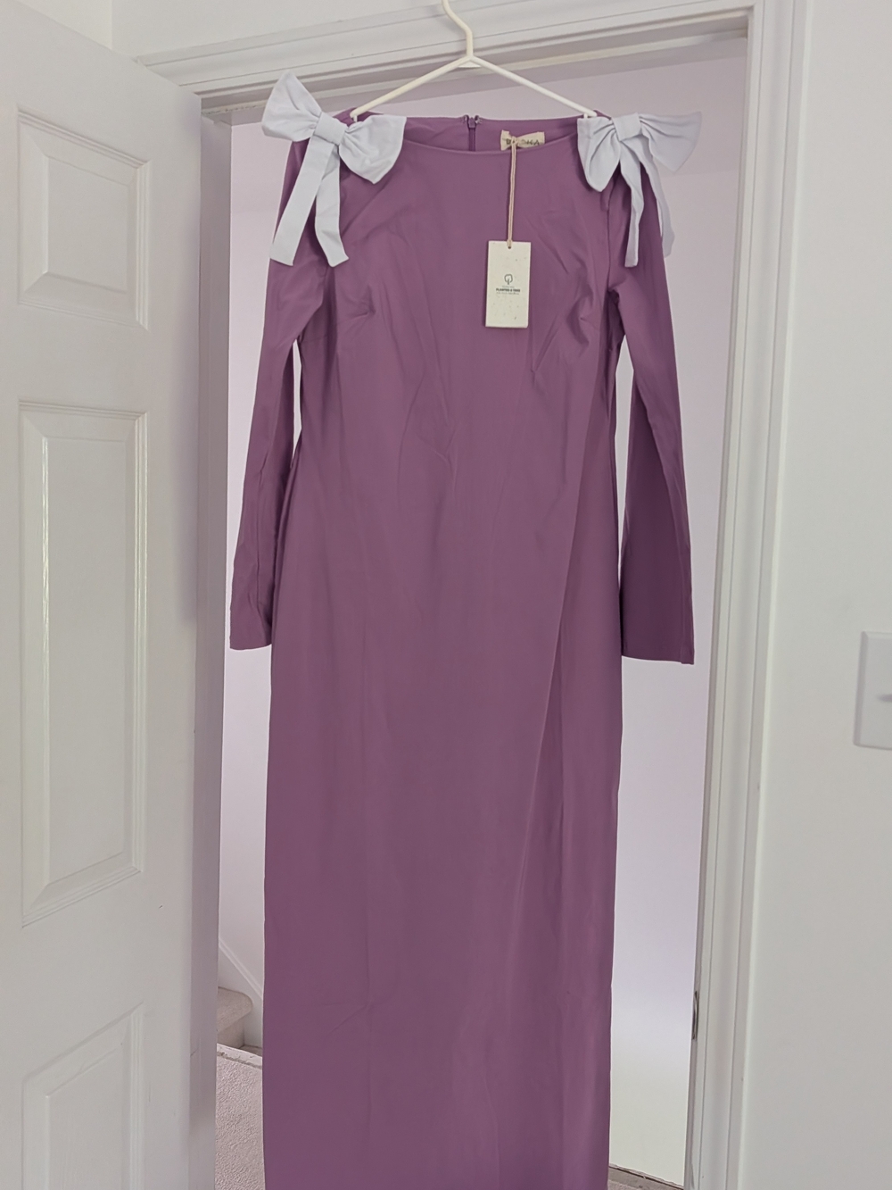 ASOS Lilac Maxi Dress with White Shoulder Bows